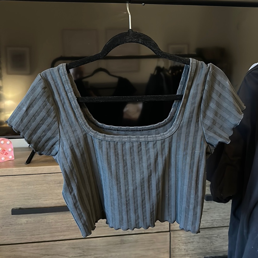 Black Aerie Offline square neck crop top
